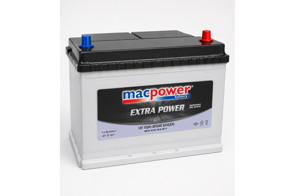 MACPOWER 12V 105AH H4 DÜZ MF IND SULU AKÜ