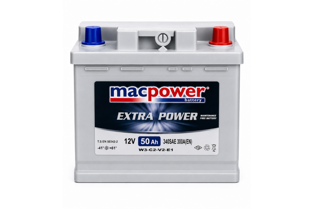 MACPOWER 12V 50AH L1 DÜZ MF EXMEND IND SULU AKÜ