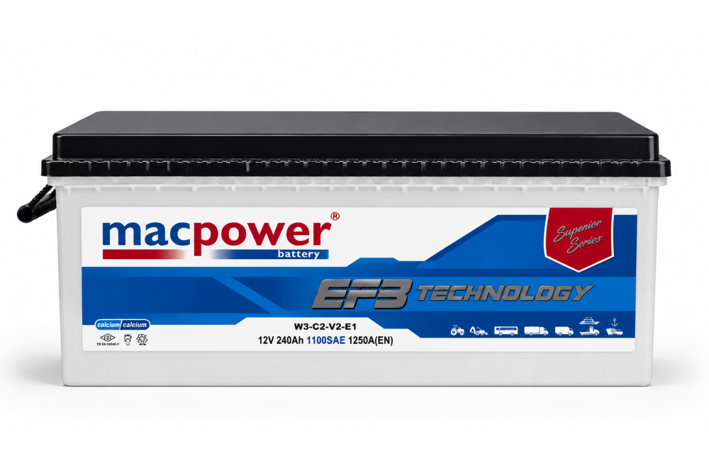 MACPOWER 12V 240AH  (D6) DÜZ SMF IND SULU AKÜ-EKS
