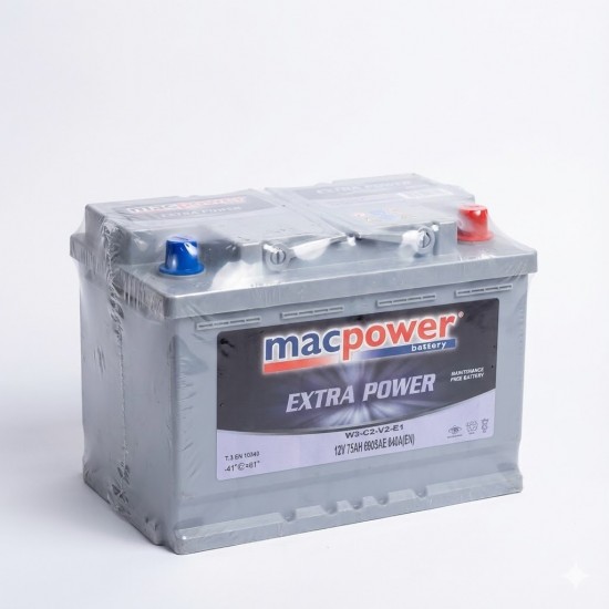 MACPOWER 12V 75AH L3B DÜZ MF EXMET IND SULU AKÜ